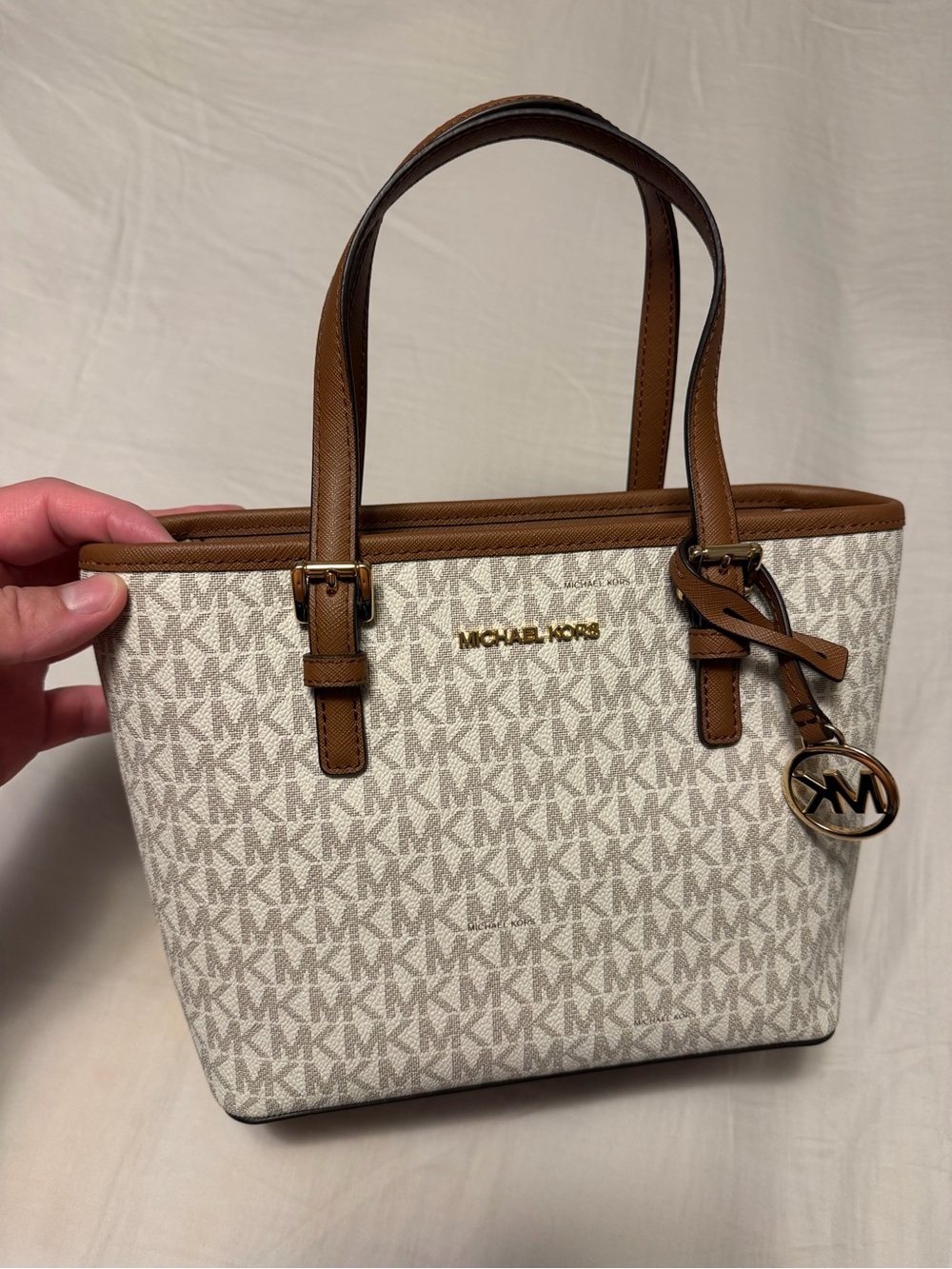 Michael Kors Cream MK Logo Xs Tote